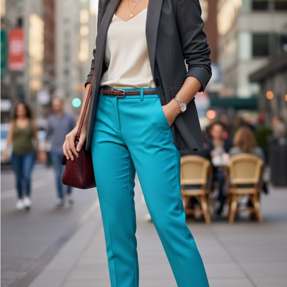 Crosby Teal Straight Leg Pants